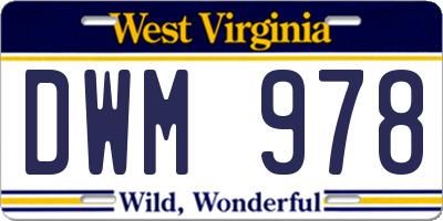 WV license plate DWM978