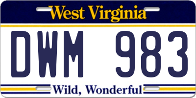 WV license plate DWM983