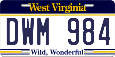 WV license plate DWM984
