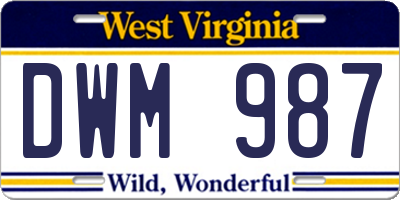 WV license plate DWM987