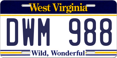 WV license plate DWM988