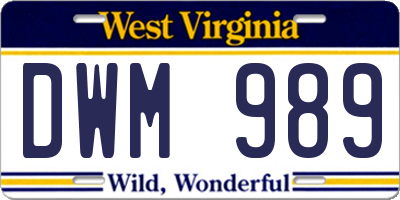 WV license plate DWM989