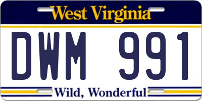 WV license plate DWM991