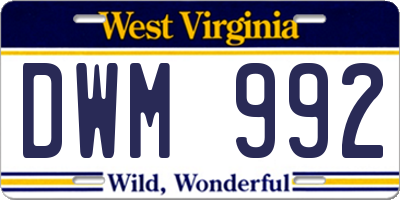 WV license plate DWM992