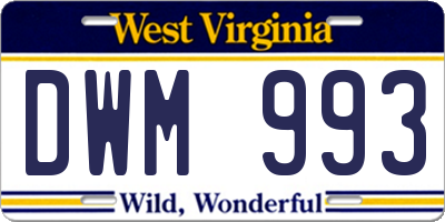 WV license plate DWM993