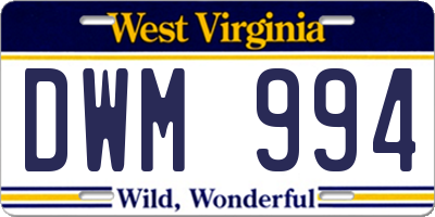 WV license plate DWM994