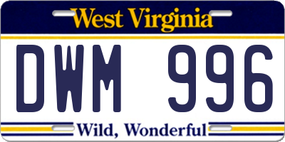WV license plate DWM996