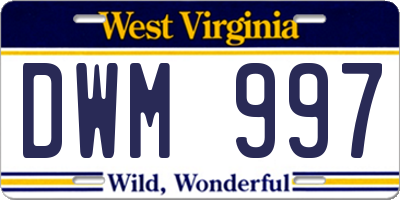 WV license plate DWM997