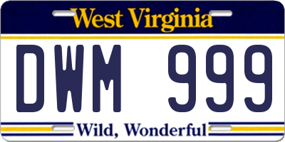 WV license plate DWM999
