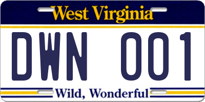 WV license plate DWN001