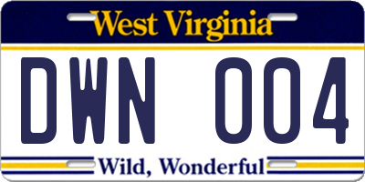 WV license plate DWN004