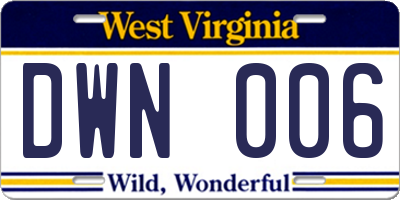 WV license plate DWN006