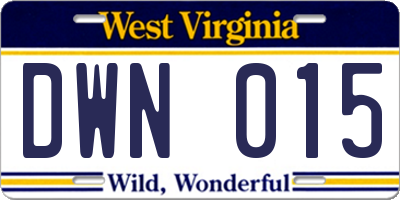 WV license plate DWN015