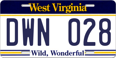 WV license plate DWN028