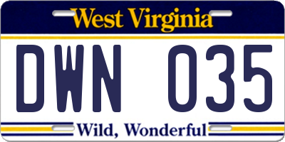 WV license plate DWN035