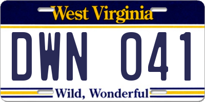 WV license plate DWN041