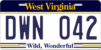 WV license plate DWN042