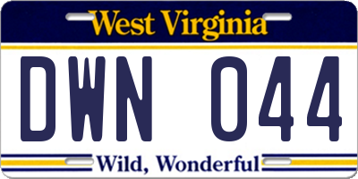 WV license plate DWN044