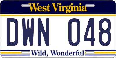 WV license plate DWN048