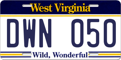 WV license plate DWN050