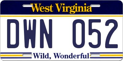 WV license plate DWN052
