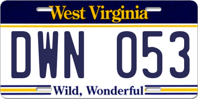 WV license plate DWN053
