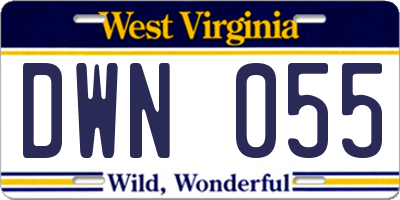 WV license plate DWN055