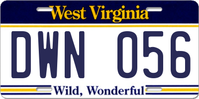 WV license plate DWN056
