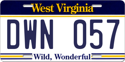 WV license plate DWN057
