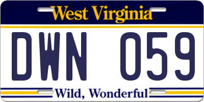WV license plate DWN059