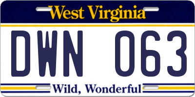 WV license plate DWN063