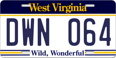 WV license plate DWN064