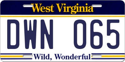 WV license plate DWN065