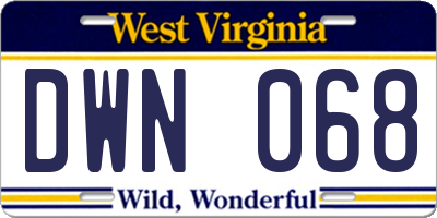WV license plate DWN068