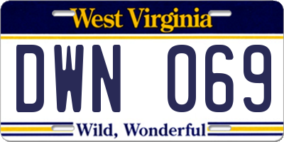 WV license plate DWN069