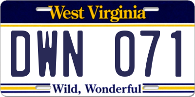 WV license plate DWN071