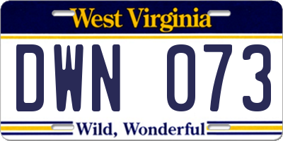 WV license plate DWN073