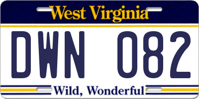 WV license plate DWN082