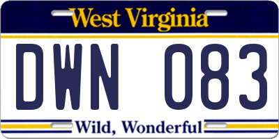 WV license plate DWN083
