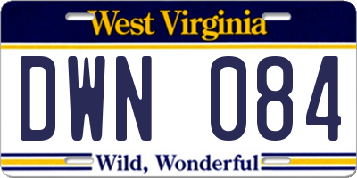 WV license plate DWN084