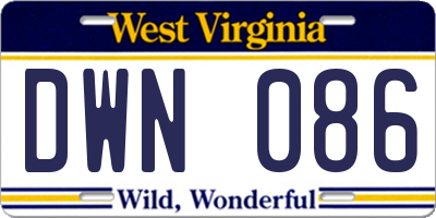 WV license plate DWN086