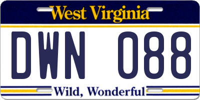 WV license plate DWN088