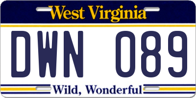 WV license plate DWN089