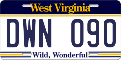 WV license plate DWN090