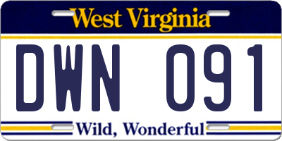 WV license plate DWN091