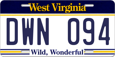 WV license plate DWN094