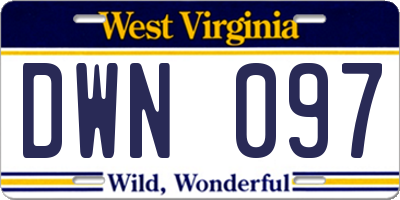 WV license plate DWN097