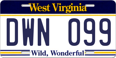 WV license plate DWN099