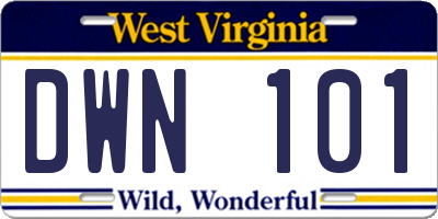 WV license plate DWN101
