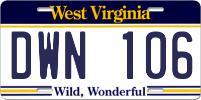 WV license plate DWN106